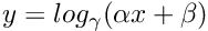 $ y = log_{\gamma}(\alpha x + \beta) $