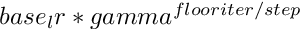 $ base_lr * gamma ^ {floor{iter / step}} $